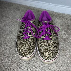 Leopard Print Sneakers with Pink Laces